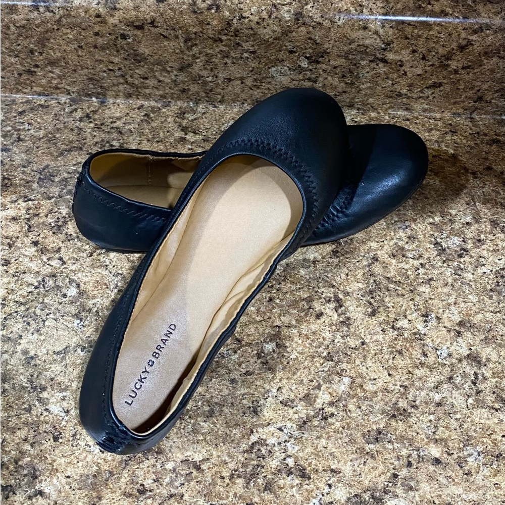 Lucky Brand Black Leather Emmie Ballet Flats